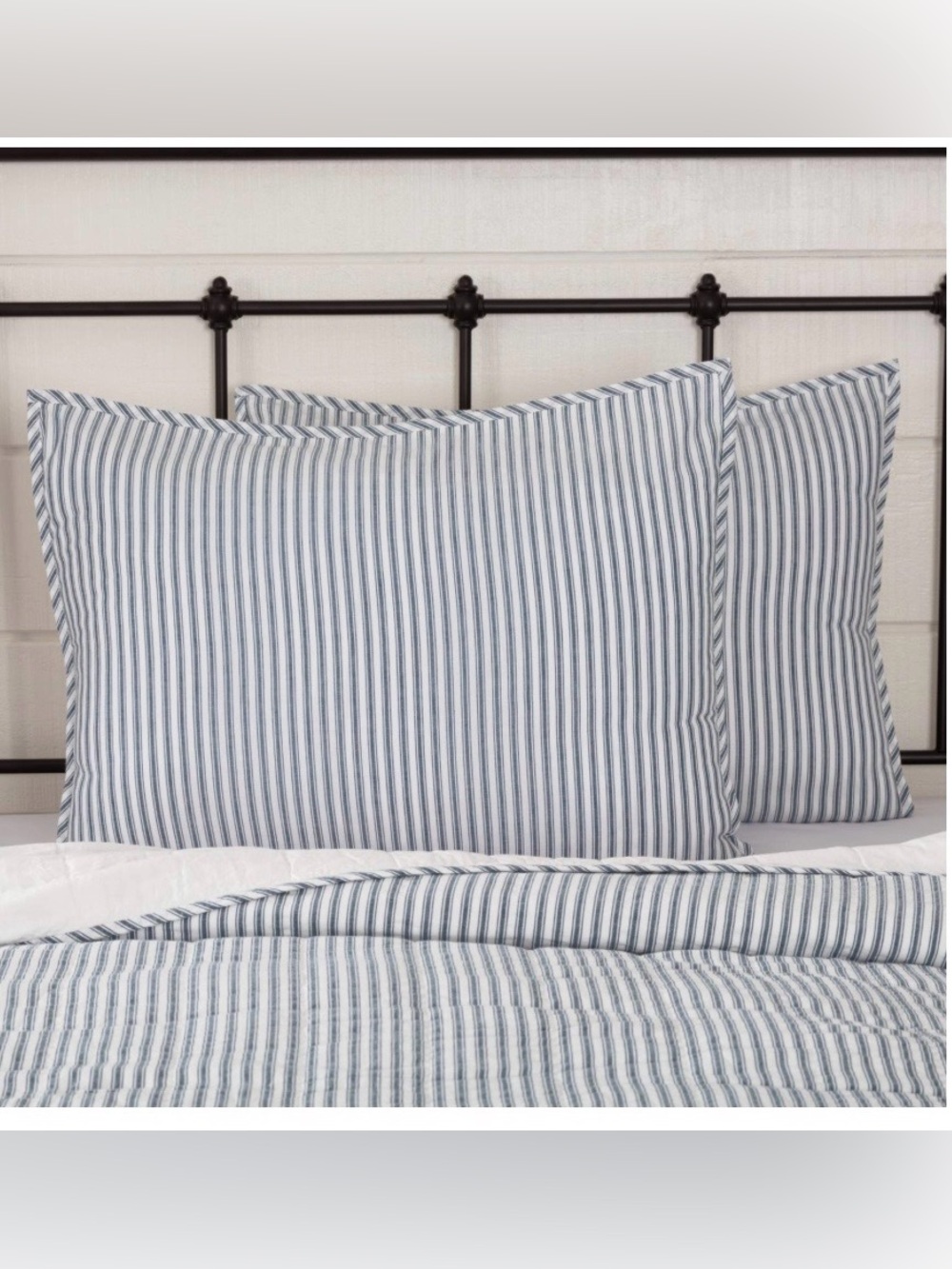 VHC BRANDS Ticking Stripe Sham 27x21” (1-Count) SAWYER MILL BLUE